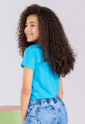 Camiseta Infantil Femenino Azul Turquesa Mp 101498