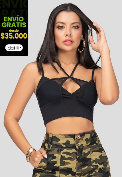 Crop Top Mujer Negro Mp 102833