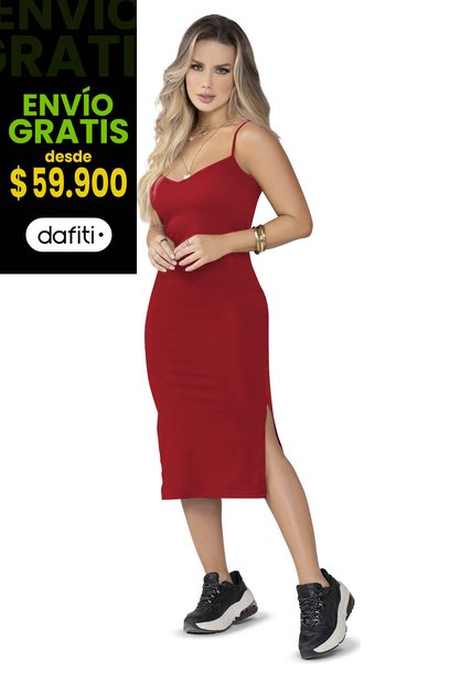 Vestido Largo Mujer Rojo Mp 5164