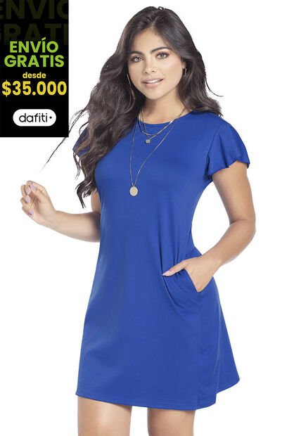 Vestido Corto Para Mujer Azul Cobalto Mp