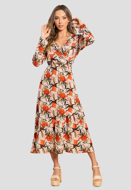 Vestido Largo Mujer Estampado Mp 105622