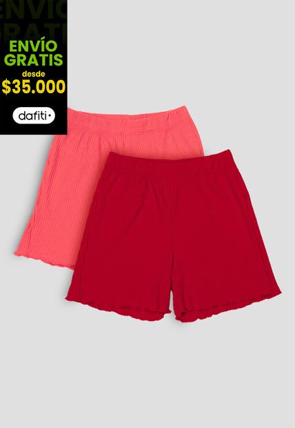 Short Paq X2 Niñas Infantil Bicolor Mp 105781