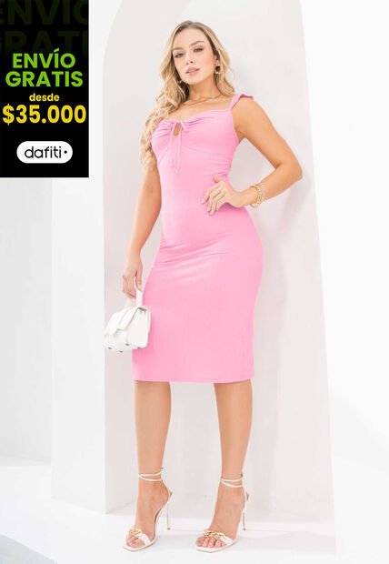 Vestido Largo Exterior Rosado Mp 1063