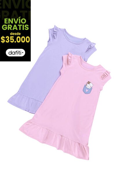 Vestido Paq X2 Infantil Multicolor Mp 1156