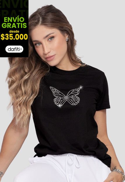 Camiseta Mujer Negro Mp 110786