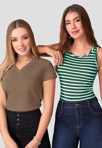 Blusa Paq X2 Mujer Multicolor Mp 111083 MP
