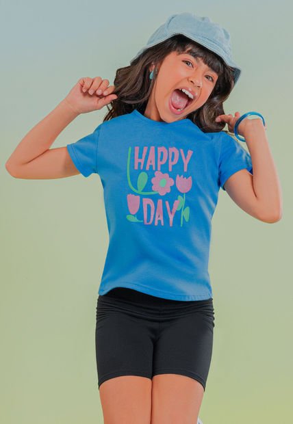 Camiseta Infantil Femenino Azul Mp 104909
