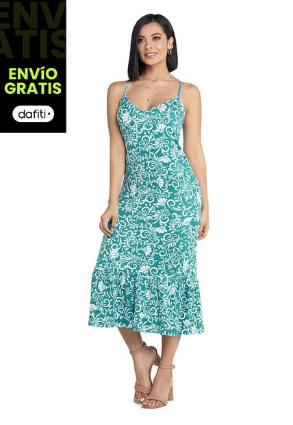 Vestido Largo Mujer Verde Mp 8363