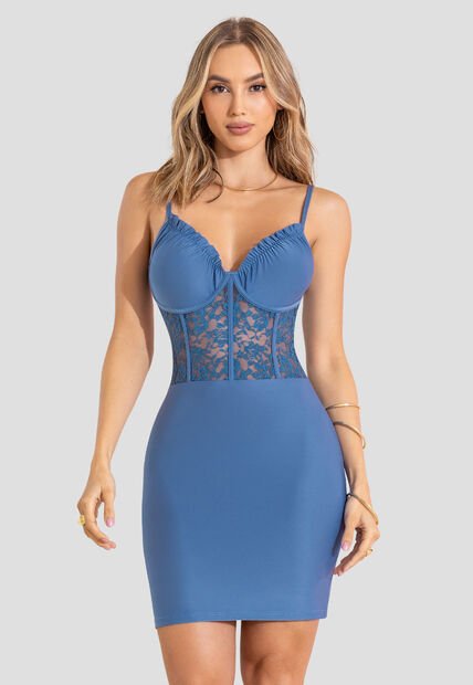 Vestido Corto Mujer Azul Indigo Mp 113479
