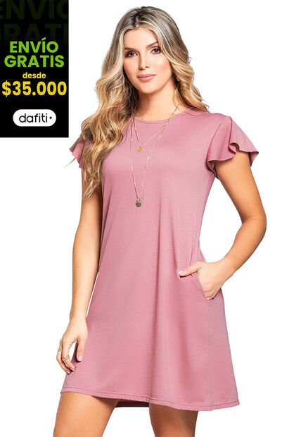 Vestido Corto Para Mujer Palo De Rosa Oscuro MP