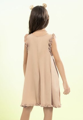 Vestido Corto Infantil Femenino Beige Mp 104675