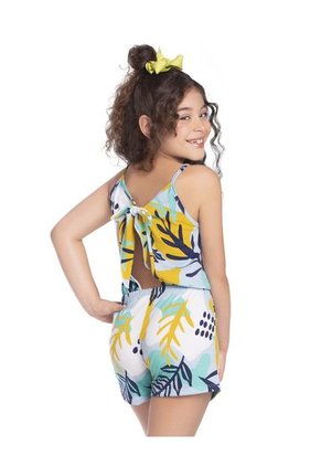 Enterizo Para Niña Estampado Hojas Mp