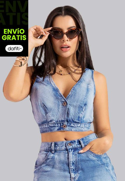 Crop Top Mujer Azul Mp 102239