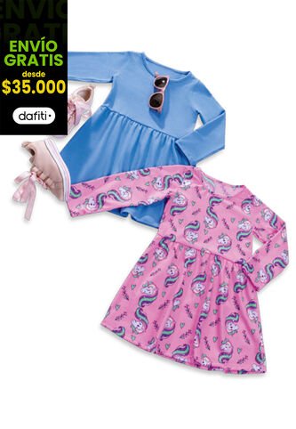 Vestido Paq X2 Infantil Femenino Multicolor Mp 7059 MP
