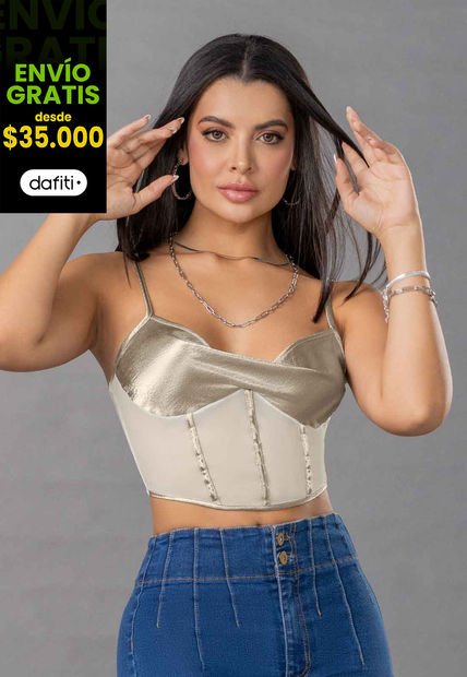 Crop Top Mujer Plateado Mp 100108
