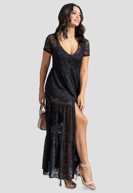 Vestido Largo Mujer Negro Mp 110419