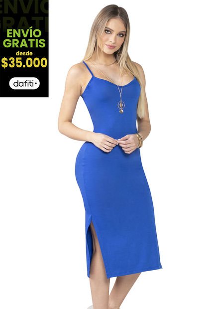 Vestido Largo Mujer Azul Mp 5164