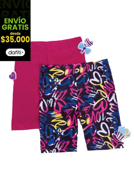 Ciclista Paq X2 Infantil Femenino Multicolor Mp 3797