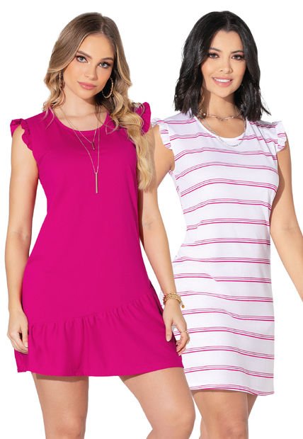 Vestido Paq X2 Mujer Fucsia Mp 5292