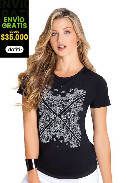 Camiseta Mujer Negro Mp 79439