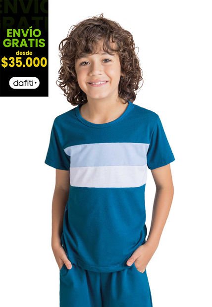 Camiseta Infantil Azul Petróleo Mp 1940