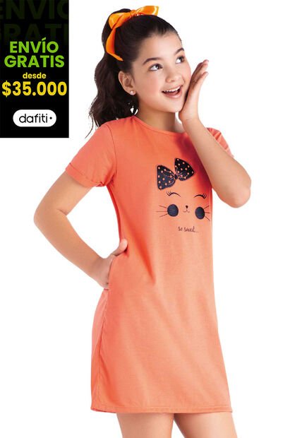 Vestido Niñas Infantil Naranja Mp 86785