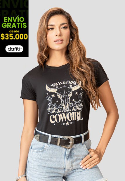 Camiseta Mujer Negro Mp 106987
