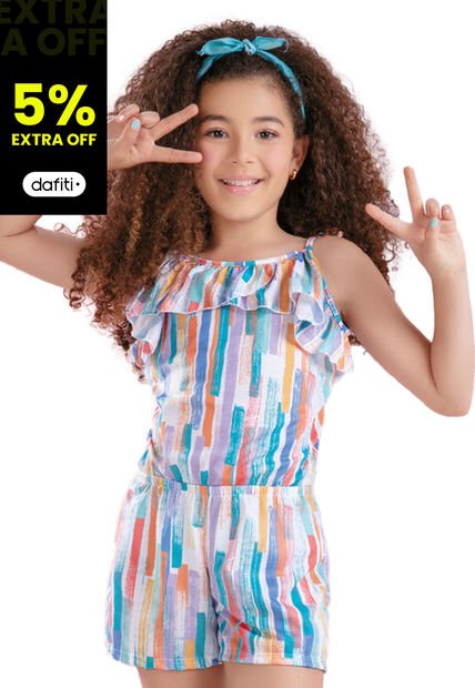 Enterizo Corto Infantil Femenino Multicolor Mp 9788