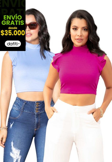 Crop Top Paq X2 Mujer Multicolor Mp 731