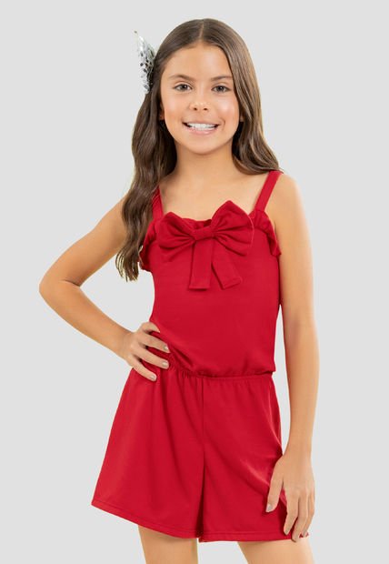 Enterizo Corto Infantil Femenino Rojo Mp 104531