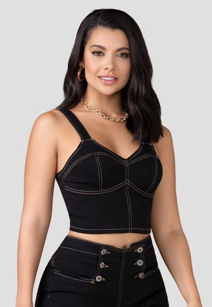 Crop Top Mujer Negro Mp 100320