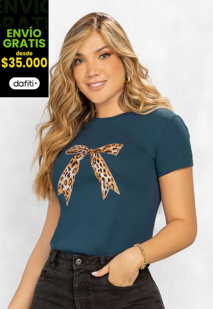 Camiseta Mujer Azul Petróleo Oscuro Mp 106954