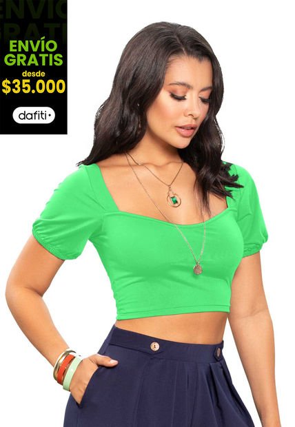 Crop Top Mujer Verde Mp 730