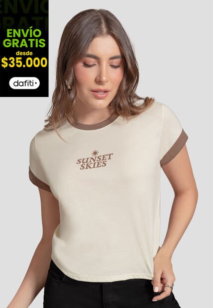 Camiseta Mujer Crema Mp 110988