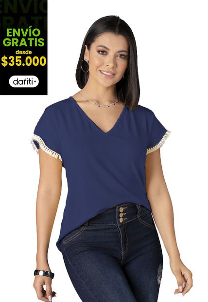 Camiseta Mujer Azul Navy Mp 6133