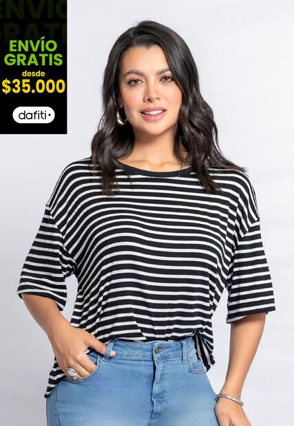 Camiseta Mujer Blanco-Negro Mp 110852