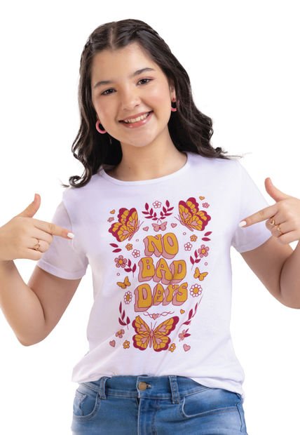 Camiseta Infantil Femenino Blanco Mp 4076