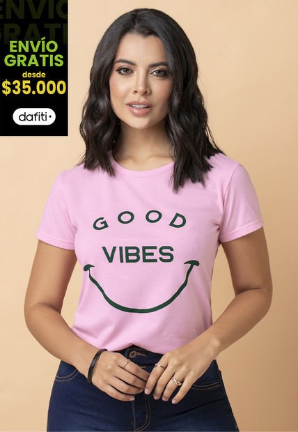 Camiseta Mujer Rosado Mp 2359