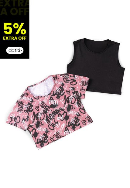 Camiseta Paq X2 Infantil Femenino Multicolor Mp 9786