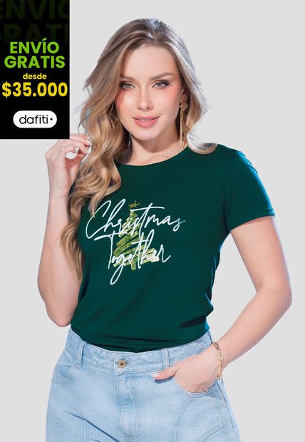 Camiseta Mujer Verde Botella Mp 105230