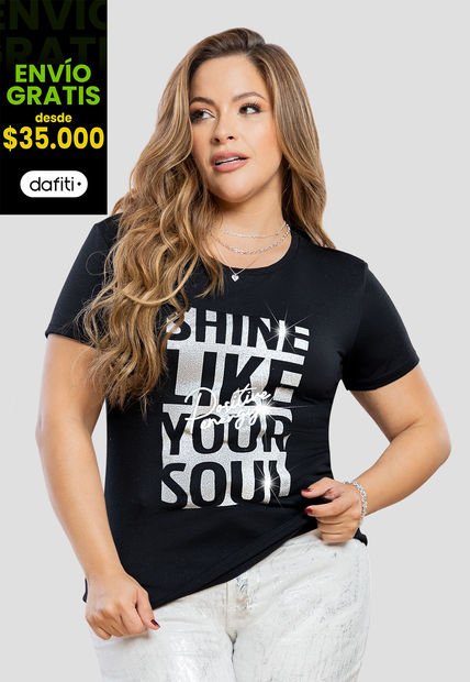 Camiseta Mujer Negro Mp 105176
