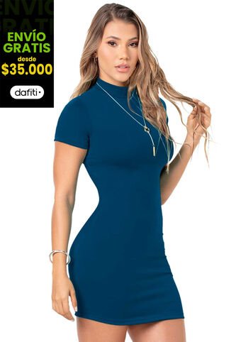 Vestido Corto Mujer Azul Petroleo Oscu Mp 5947 MP