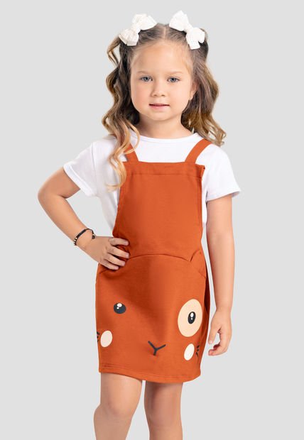 Jardinera Corta Infantil Femenino Naranja Mp 104077
