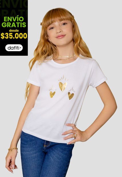 Camiseta Infantil Femenino Blanco Mp 105394