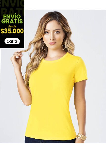 Camiseta Mujer Amarillo Pastel Mp 82961