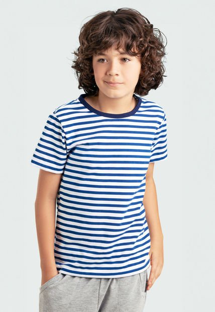 Camiseta Infantil Masculino Azul Mp 103888