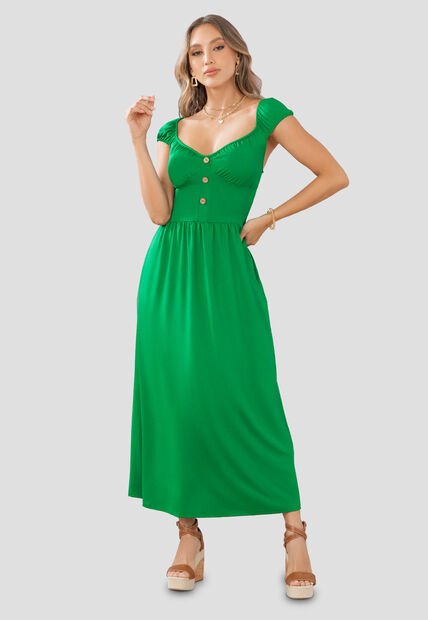 Vestido Largo Mujer Verde Mp 105166