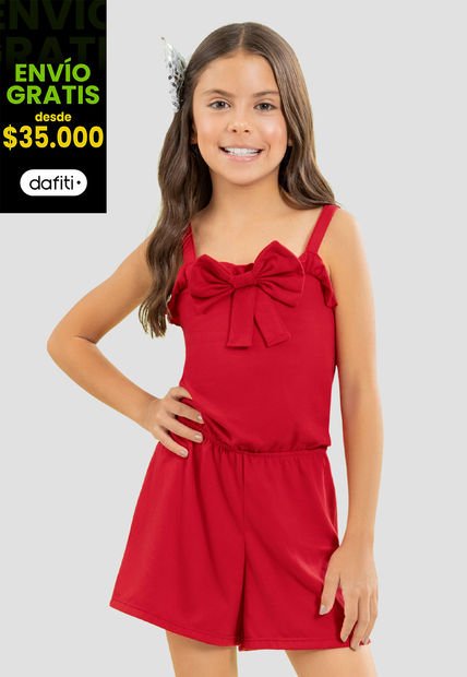 Enterizo Corto Infantil Femenino Rojo Mp 104531