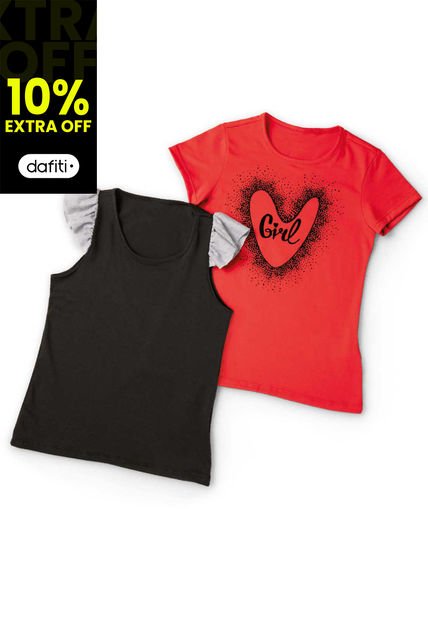 Imagen de Camiseta Paq X2 Infantil Rojo-Negro por MP