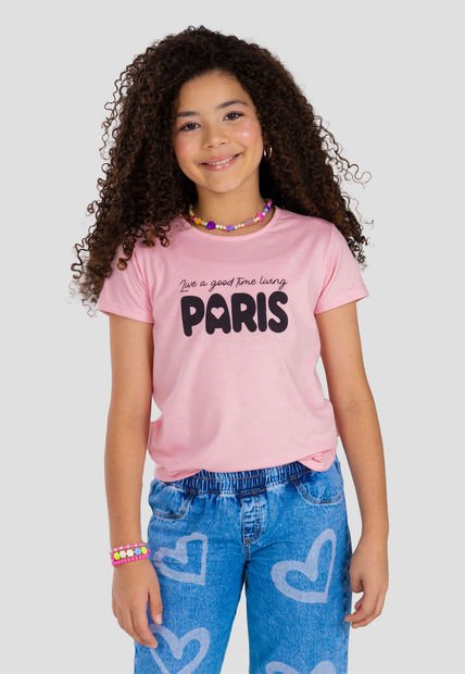 Camiseta Infantil Femenino Rosado Mp 101132
